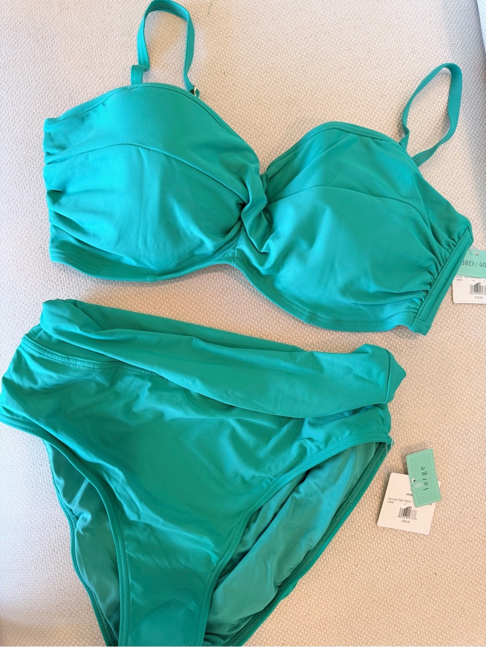 Turquoise High-Waist Bikini Set - Women Swim Bikini